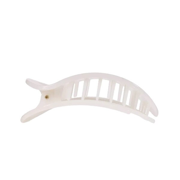 Teleties medium round flat hair clip coconut white